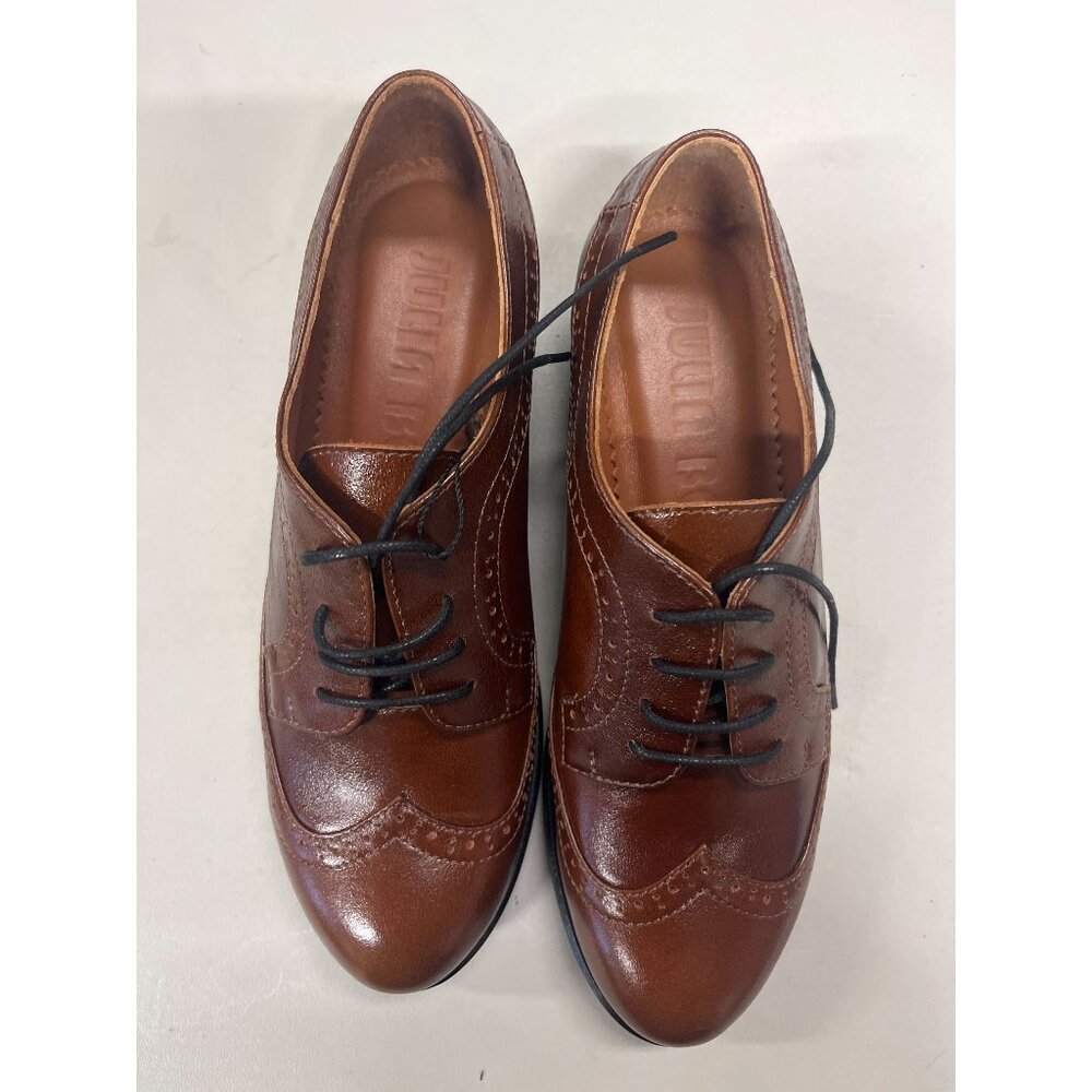 Women's brown lace-up brogues, leather oxford shoes, EU 37